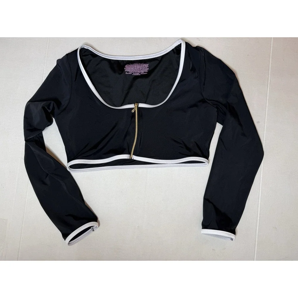 Victoria's Secret PINK Long Sleeve Cropped Rash Guard Swim Top Black XL